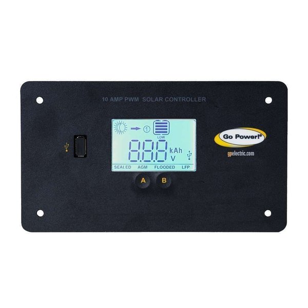 Go Power! GP-PWM-10-FM 10 AMP FLUSH MOUNTED PWM DIGITAL SOLAR CONTROLLER W/USB P 80503